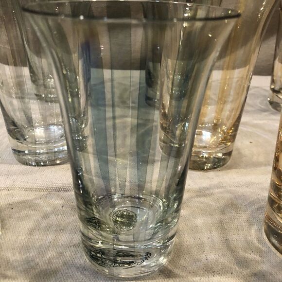 Vtg SP Collection 1997 Handmade in Poland Glass Clear Striped Glass 11pc Green - Picture 3 of 11